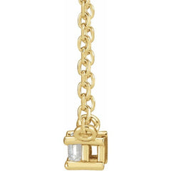 14K Yellow Gold 1/8 CT Natural Diamond Solitaire 18" Necklace