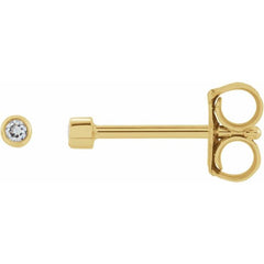 14K Yellow Gold .02 CT Natural Diamond Micro Bezel-Set Stud Earring