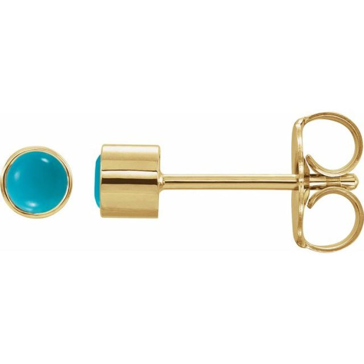 14K Yellow Gold Natural Turquoise Bezel-Set Earring