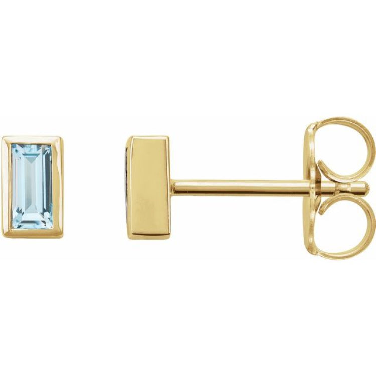 14K Yellow Gold Natural Sky Blue Topaz Bezel-Set Earrings