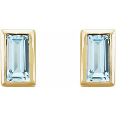 14K Yellow Gold Natural Sky Blue Topaz Bezel-Set Earrings