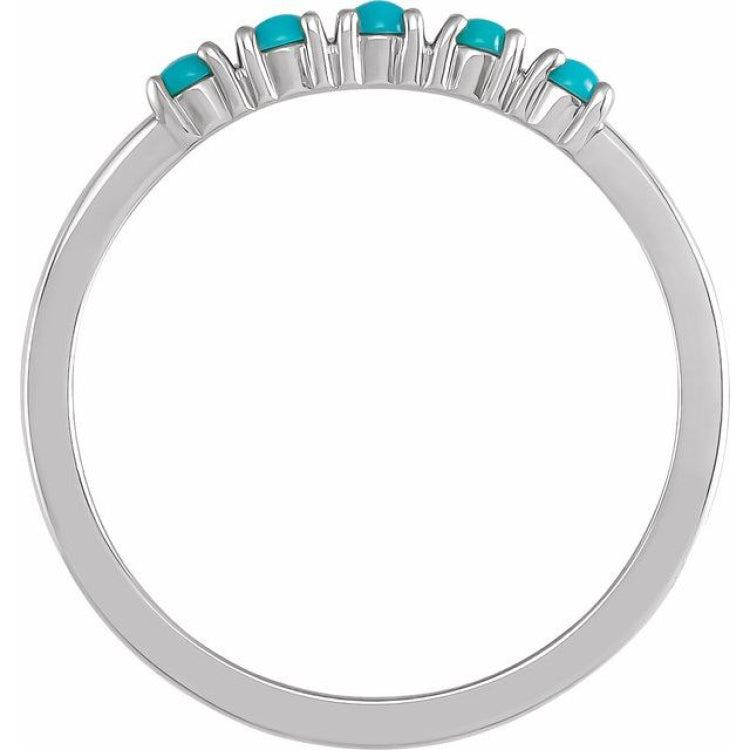 Sterling Silver Natural Turquoise Cabochon Stackable Ring