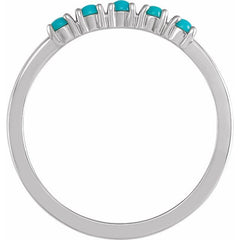 14K White Gold Natural Turquoise Cabochon Stackable Ring