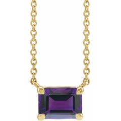 14K Yellow Gold Natural Amethyst 18" Necklace