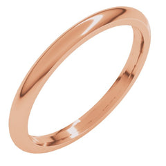 14K Rose Gold 2 mm Comfort-Fit Half Round Band Size 7