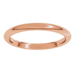 14K Rose Gold 2 mm Comfort-Fit Half Round Band Size 7