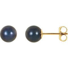 14K Yellow Gold 6 mm Cultured Black Akoya Pearl Earrings