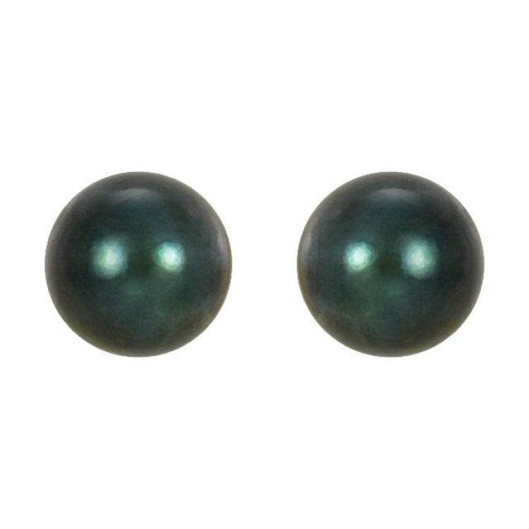 14K Yellow Gold 5 mm Cultured Black Akoya Pearl Earrings