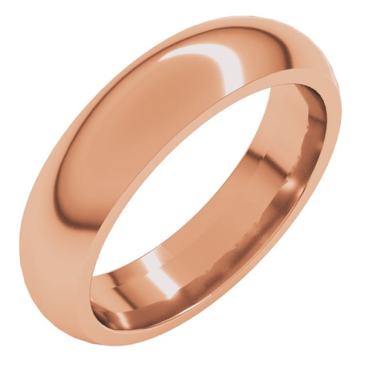 14K Rose Gold 5 mm Comfort-Fit Half Round Band Size 7