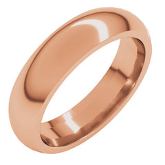 14K Rose Gold 5 mm Comfort-Fit Half Round Band Size 7