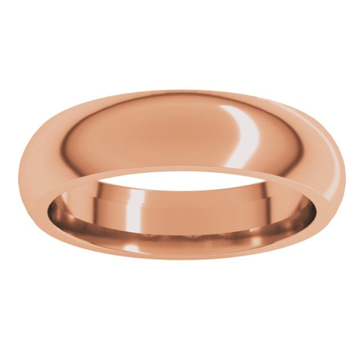 14K Rose Gold 5 mm Comfort-Fit Half Round Band Size 7