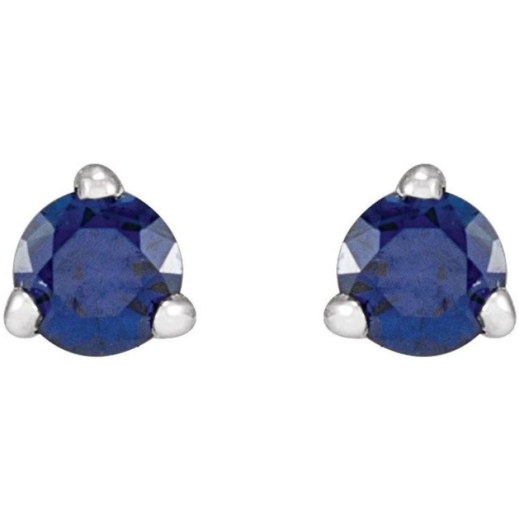 Platinum 3 mm Natural Blue Sapphire Earrings