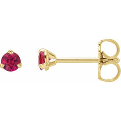 14K Yellow Gold 3 mm Natural Ruby Earrings