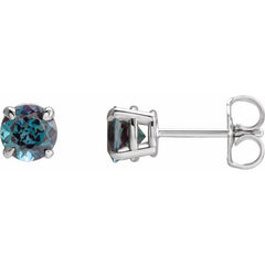 14K White Gold Lab-Grown Alexandrite Earrings