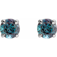 14K White Gold Lab-Grown Alexandrite Earrings