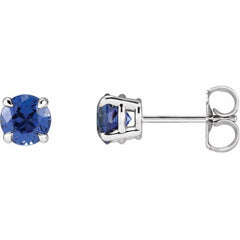 14K White Gold Lab-Grown Blue Sapphire Earrings