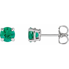 14K White Gold Lab-Grown Emerald Earrings