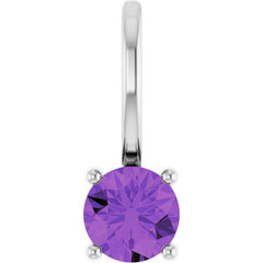 14K White Gold Imitation Amethyst Solitaire Charm/Pendant