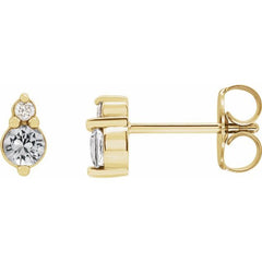 14K Yellow Gold Natural White Sapphire & .03 CTW Natural Diamond Earrings