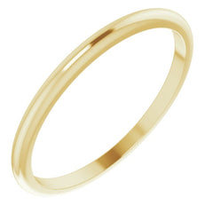 14K Yellow Gold 1.5 mm Half Round Band Size 2.5