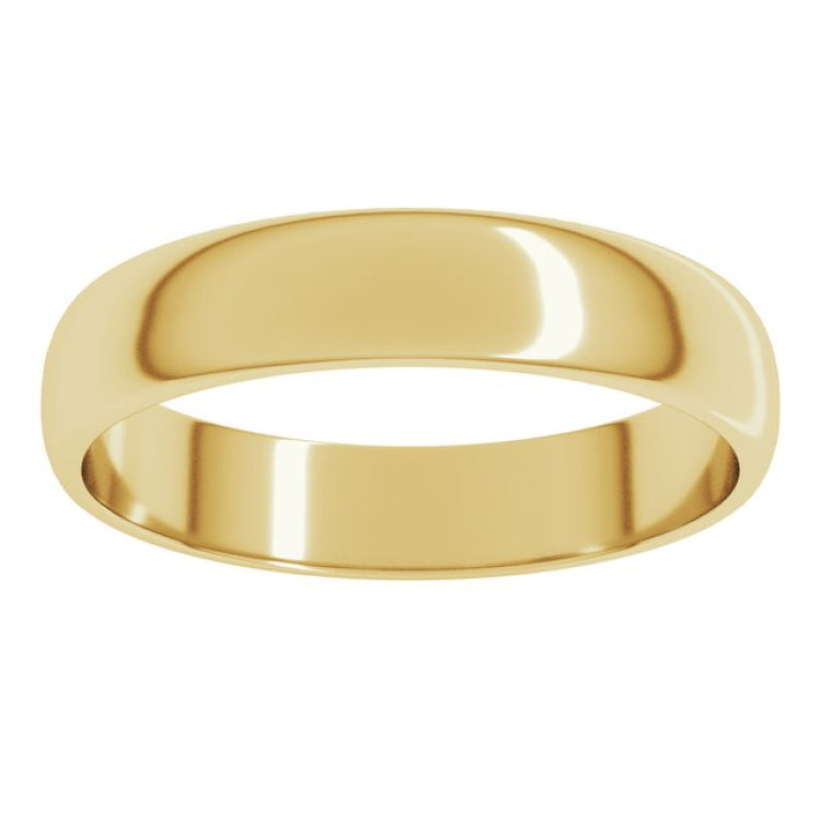 14K Yellow Gold 4.5 mm Lightweight Half Round Band Size 10