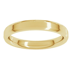 14K Yellow Gold 3 mm Beveled-Edge Comfort-Fit Flat Band Size 10