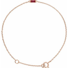 14K Rose Gold Natural Ruby 6 1/2-7 1/2" Bracelet