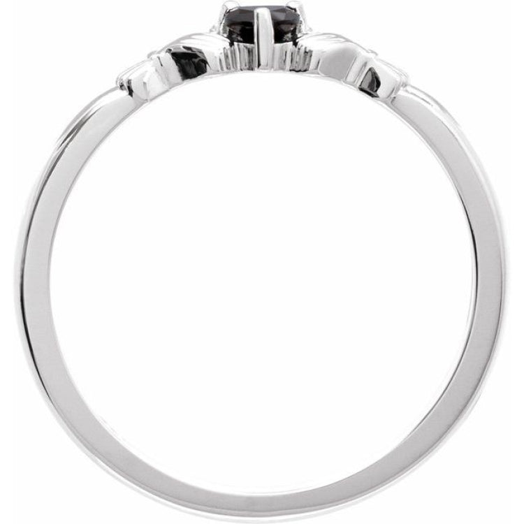 Sterling Silver Natural Black Onyx Claddagh Ring