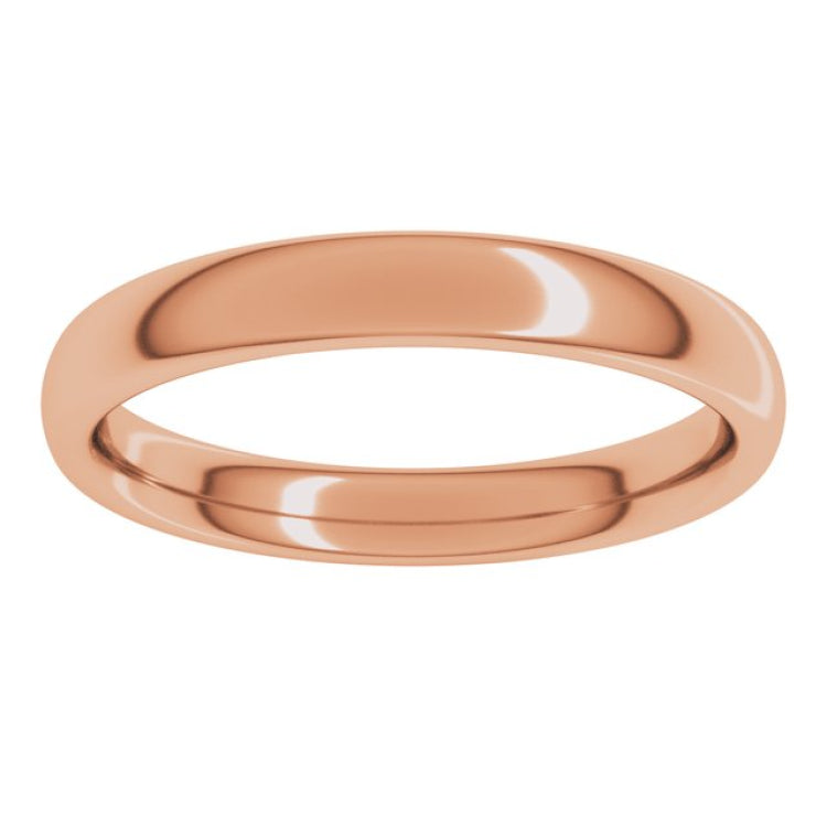 18K Rose Gold 3 mm Comfort-Fit European-Style Band Size 4