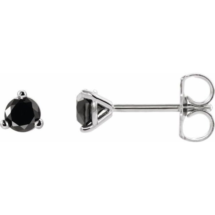 14K White Gold 1/8 CTW Natural Black Diamond  Earrings