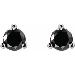 14K White Gold 1/8 CTW Natural Black Diamond  Earrings