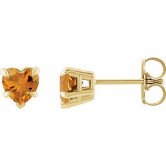 14K Yellow Gold Natural Citrine Stud Earring