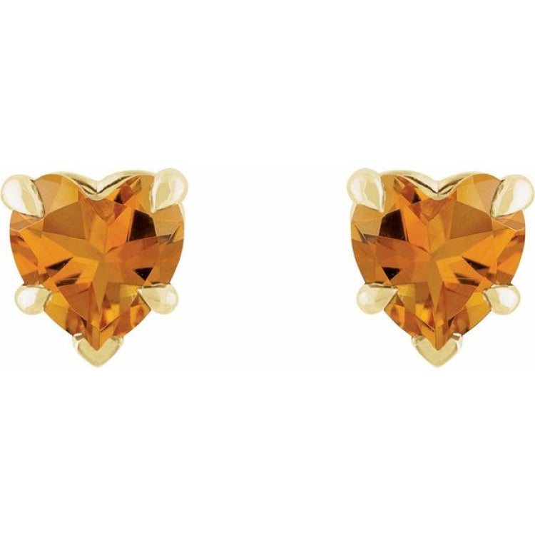 14K Yellow Gold Natural Citrine Stud Earring