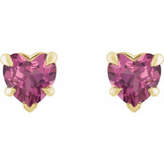 14K Yellow Gold Natural Pink Tourmaline Stud Earring