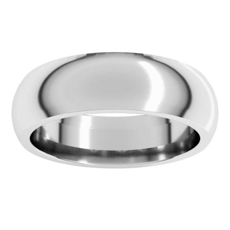 14K White Gold 6 mm Comfort-Fit Half Round Band Size 10.5