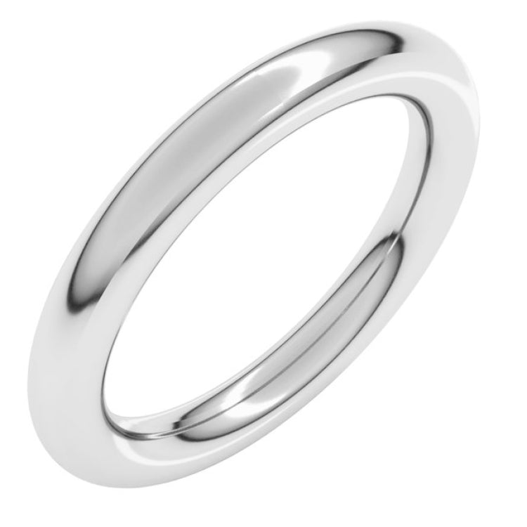 14K White Gold 3 mm Comfort-Fit Full Round Band Size 4