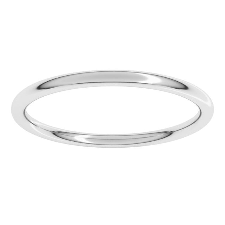 14K White Gold 1.5 mm Comfort-Fit Full Round Band Size 5