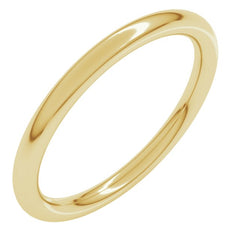 10K Yellow Gold 2 mm Comfort-Fit Full Round Band Size 6.5