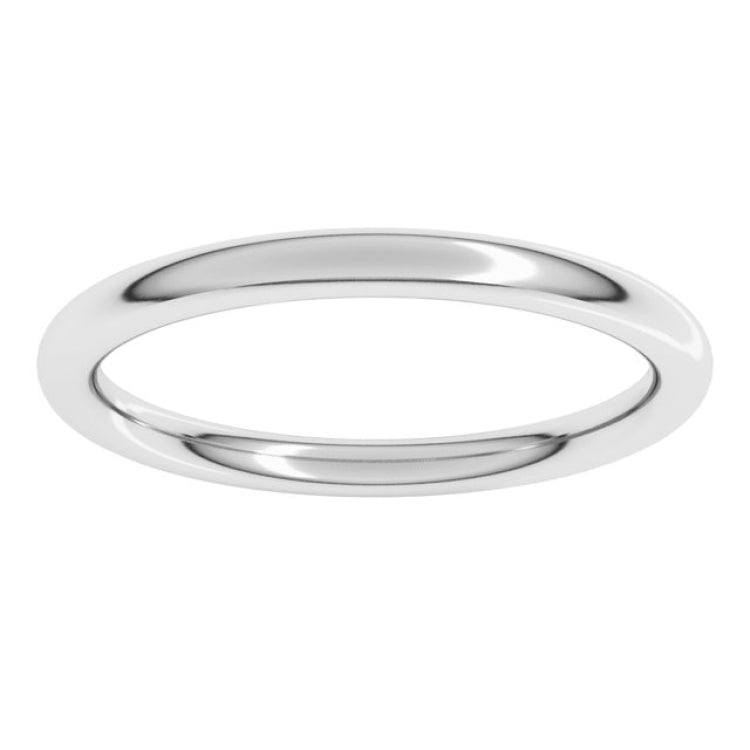 14K White Gold 2 mm Comfort-Fit Full Round Band Size 6