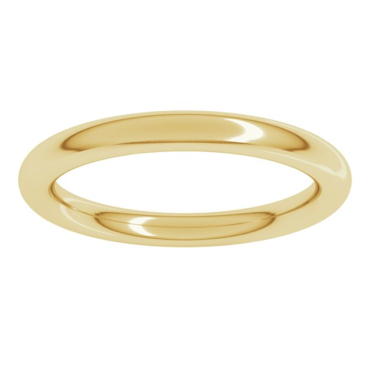 14K Yellow Gold 2.5 mm Comfort-Fit Full Round Band Size 7.5