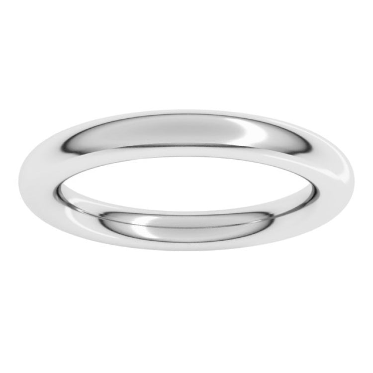 14K White Gold 3 mm Comfort-Fit Full Round Band Size 7