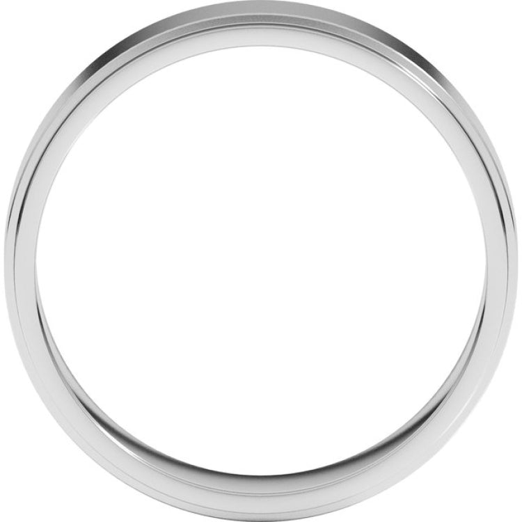 14K White Gold 5 mm Stepped-Edge Flat Band Size 8.5