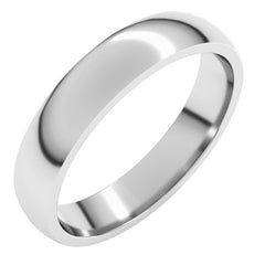 Platinum 4 mm Lightweight Comfort-Fit Half Round Band Size 10