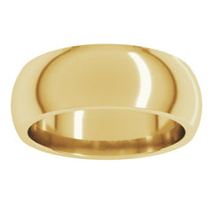 10K Yellow Gold 7 mm Comfort-Fit Half Round Band Size 8