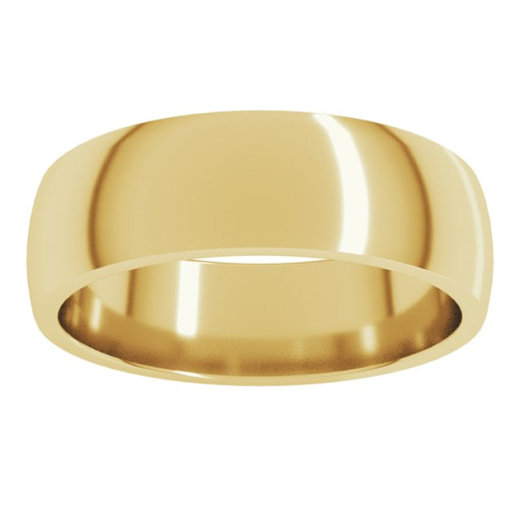 14K Yellow Gold 6 mm Lightweight Comfort-Fit Half Round Band Size 15