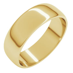 14K Yellow Gold 6 mm Lightweight Half Round Band Size 13
