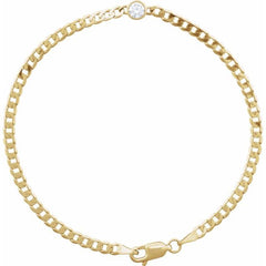 14K Yellow Gold .07 CT Natural Diamond Link 7" Bracelet