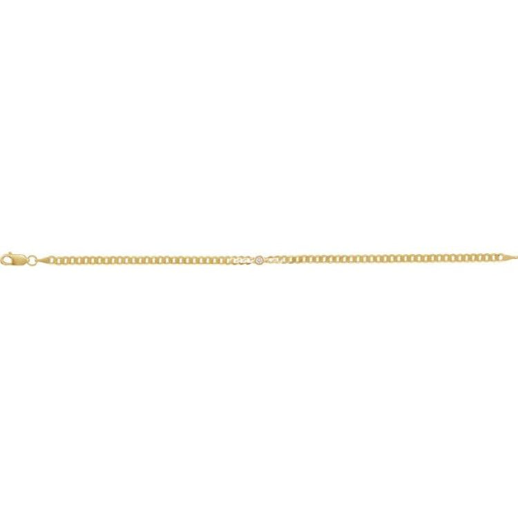 14K Yellow Gold .07 CT Natural Diamond Link 7" Bracelet