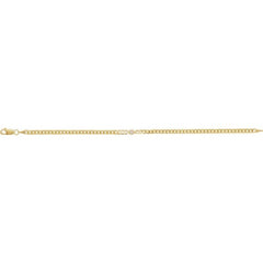14K Yellow Gold .07 CT Natural Diamond Link 7" Bracelet