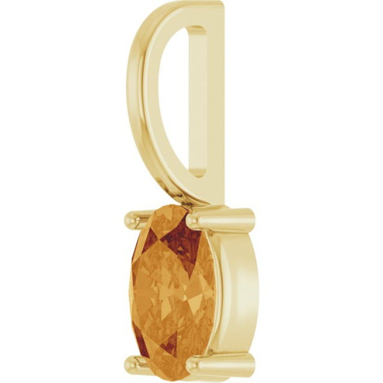 14K Yellow Gold 6x4 mm Natural Citrine Charm/Pendant